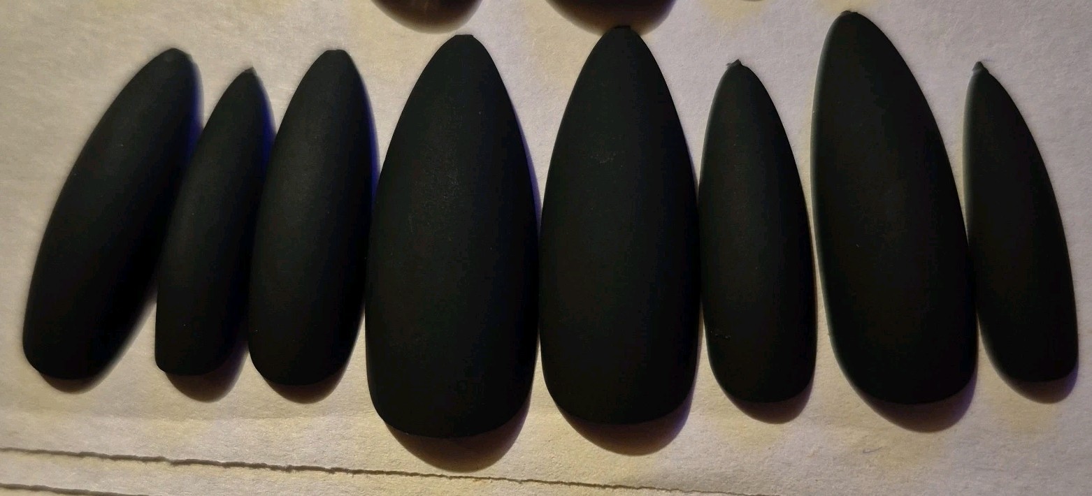 24 Nails Glossy, Matte, Flame, Marble, Amor Long Almond Shaped Black Pink White