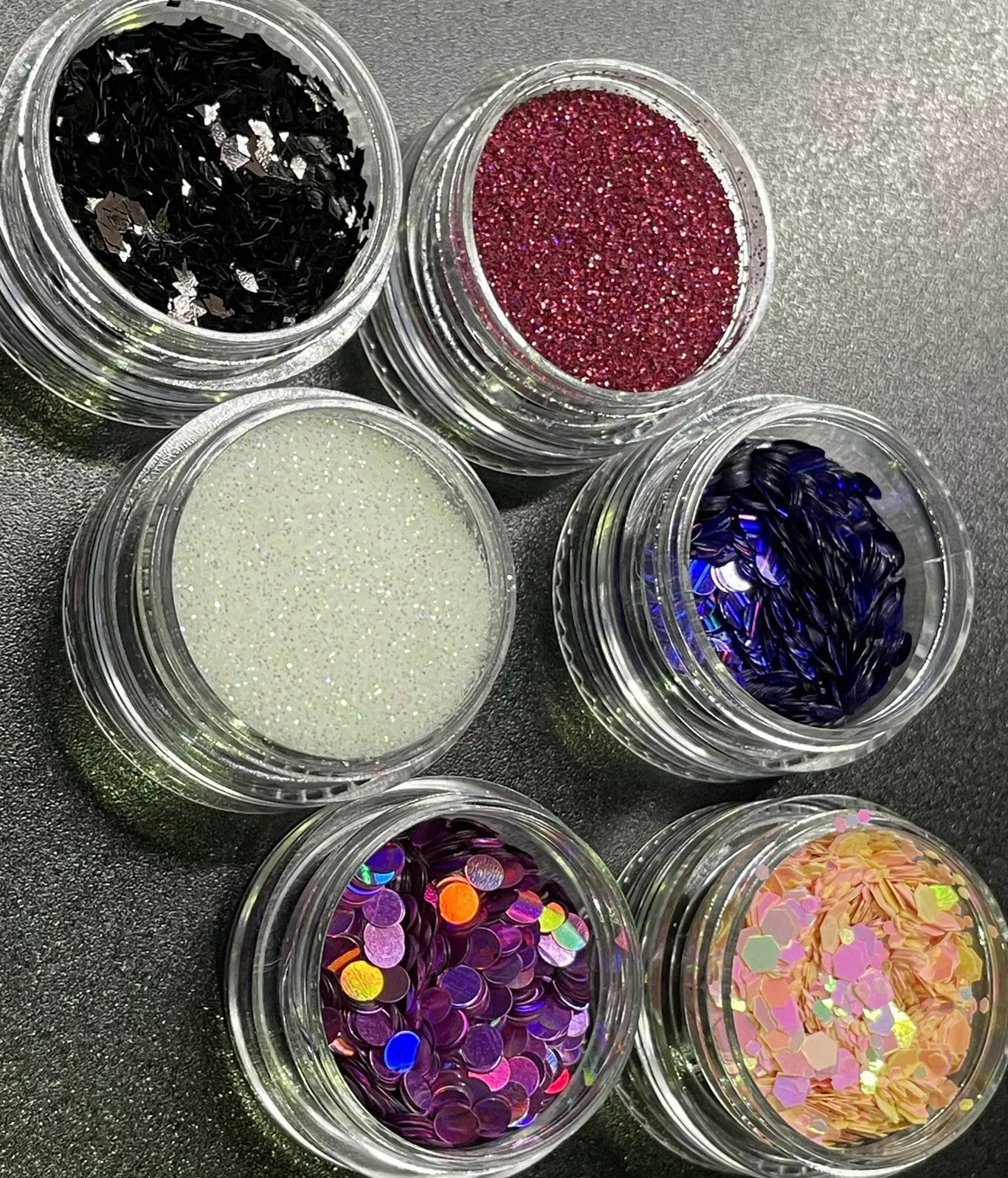 Colorful Nail Glitter Powder Chucky Shape Nail Art 6 STACK Decoration Tips