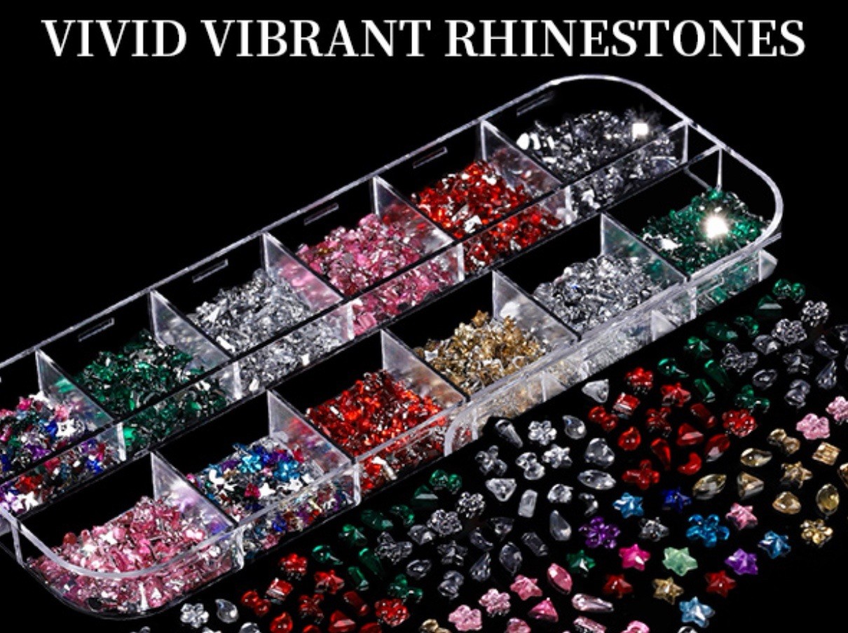 Nail Charms, Nail Rhinestones Kit with 8 Boxes of Nail Gems, 3D Charms for Nails
