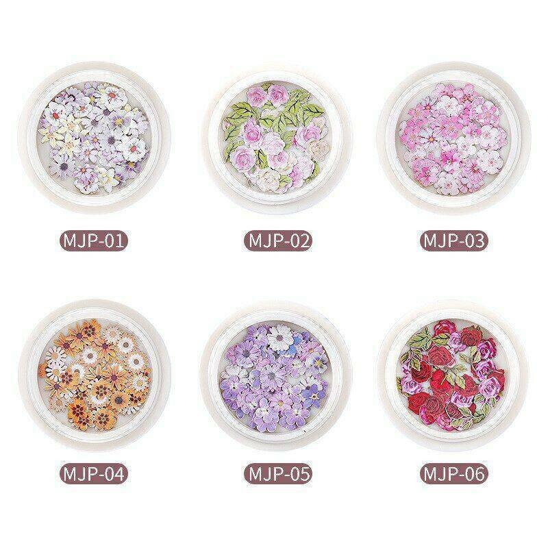 Nail Art Slice Flakes 50Pcs Decor Decoration Summer Flowers Gel Nail Polish Tips