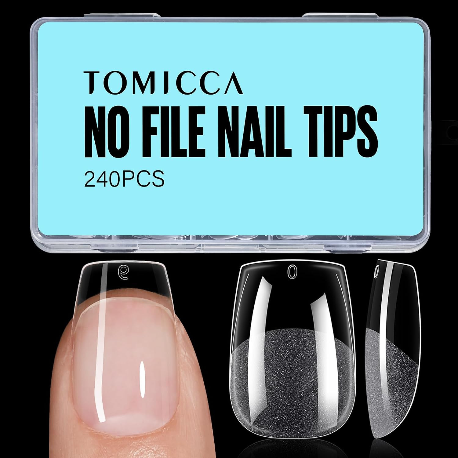 Extra Short Coffin Nail Tips, 240Pcs Half Matte Press on Full Cover Acrylic Nail