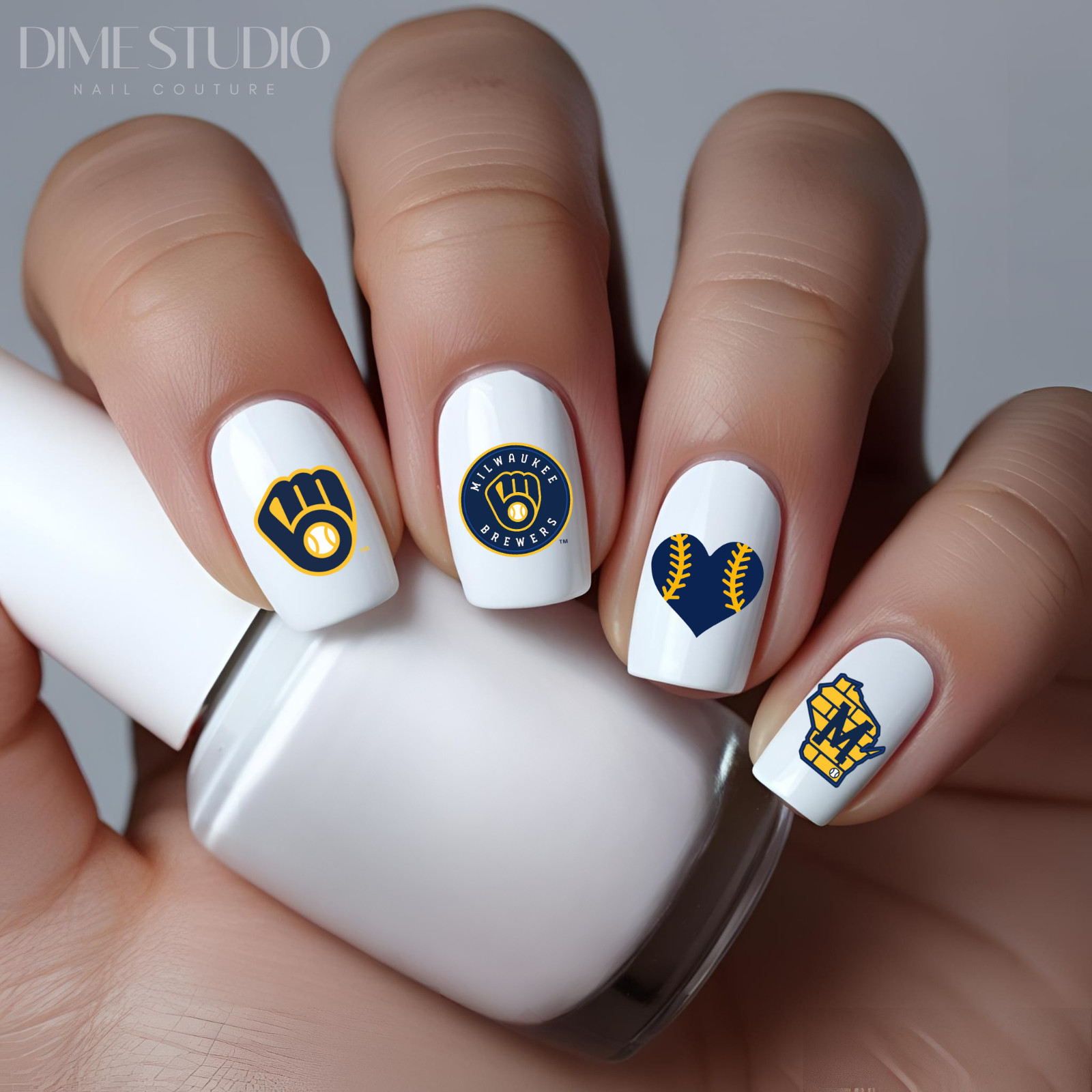 Milwaukee Brewers Baseball Nail Decals Water Transfer Clear Overlay