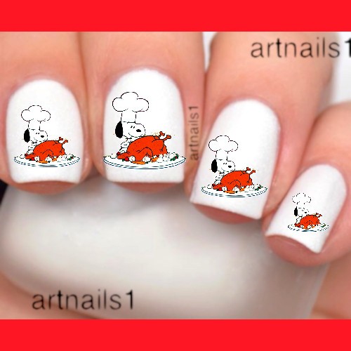 Snoopy Thanksgiving Turkey Nail Art Stickers Holiday Decals Salon Nails Peanuts