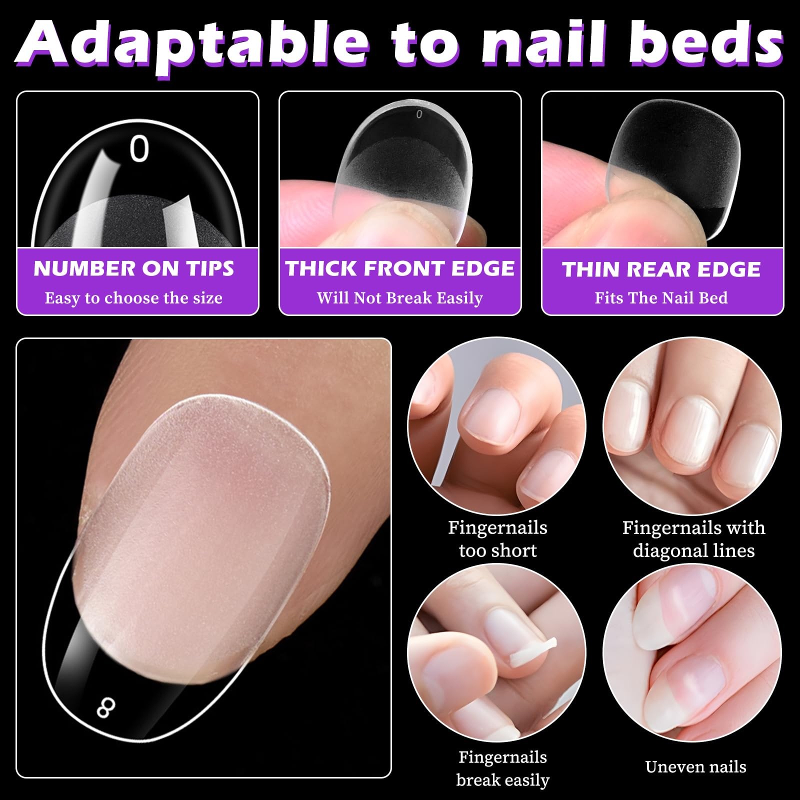 360pc Extra Short Oval Nail Tips Clear Fake Nails XS Round Almond Gel Nail Ti…