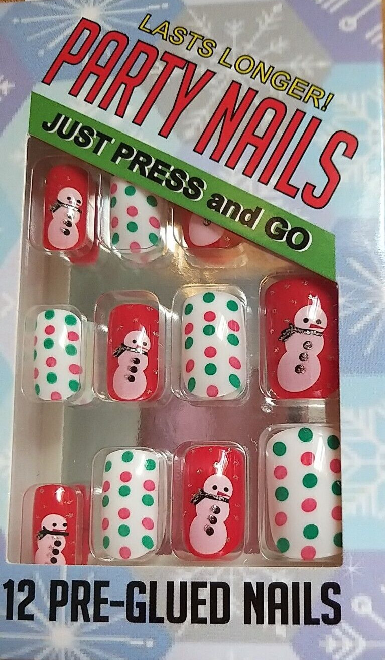 Christmas Fake Nails Press on Nails Short Square Nails Set of 4Packs