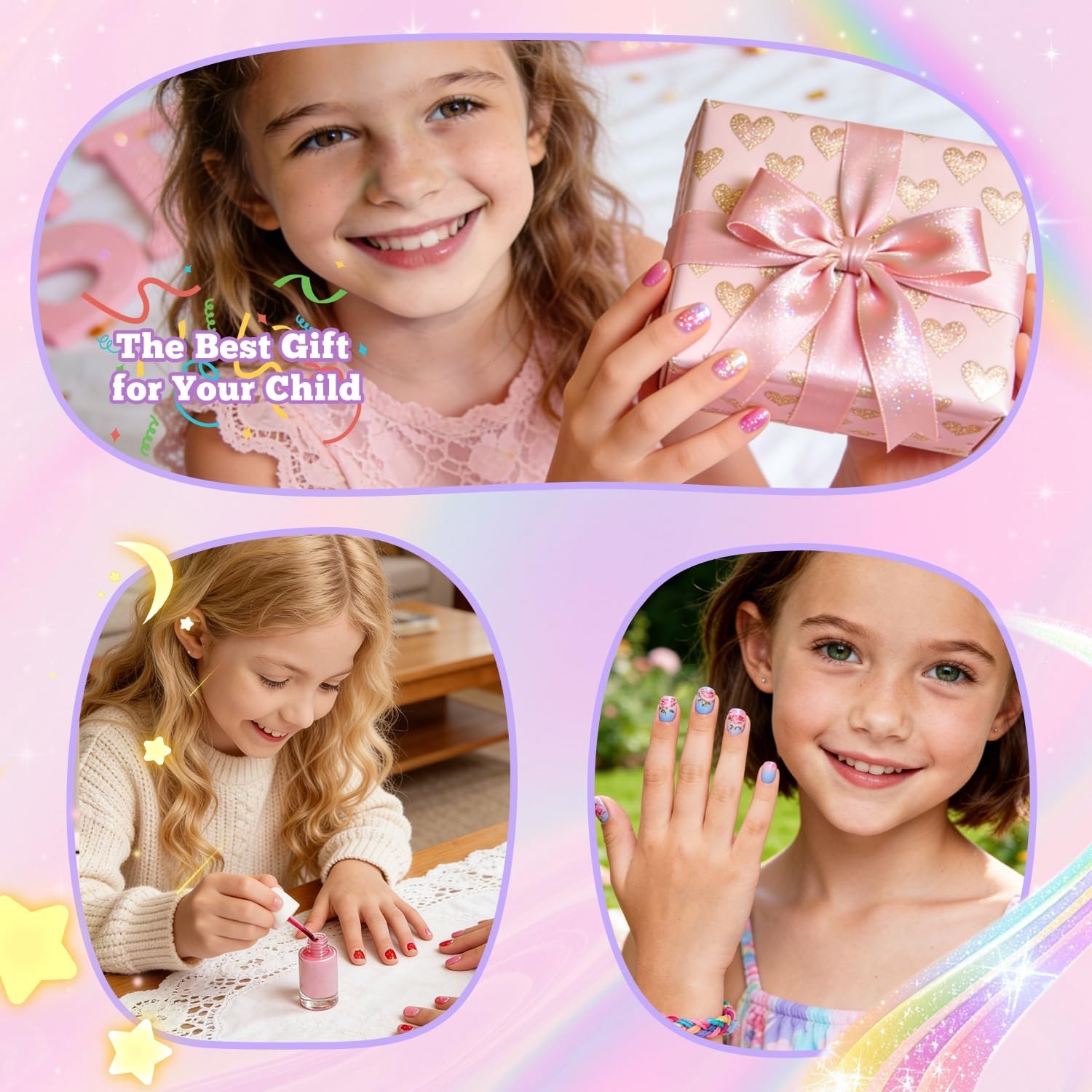 Kids Fake Nails – 240PCS 10 Sizes Squared Oval Half Matte Full Cover Acrylic …
