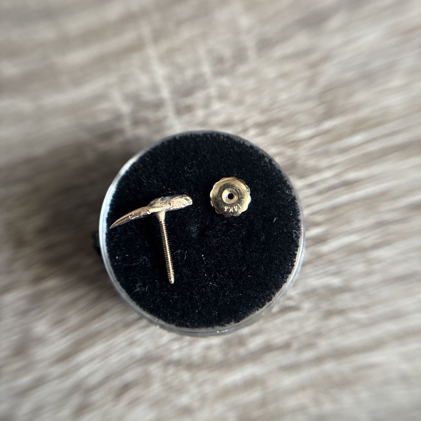 14K Yellow Gold Nail Charm Stud with Marquise Cubic Diamond in a Charm with Post