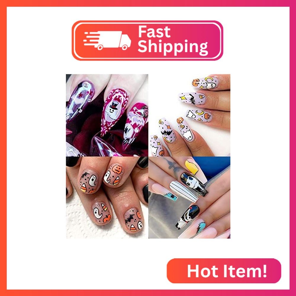 Halloween Nail Foil Set Fall Nail Decals Day of The Dead Nail Art Stickers Pumpk