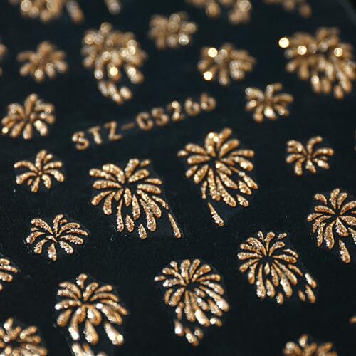 3D Glitter Firework Nail Stickers New Year Nail Art Stickers Colorful