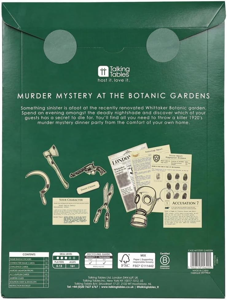 Talking Tables Murder Mystery at The Botanic 23 cm x 30 x 0.1 cm, ,