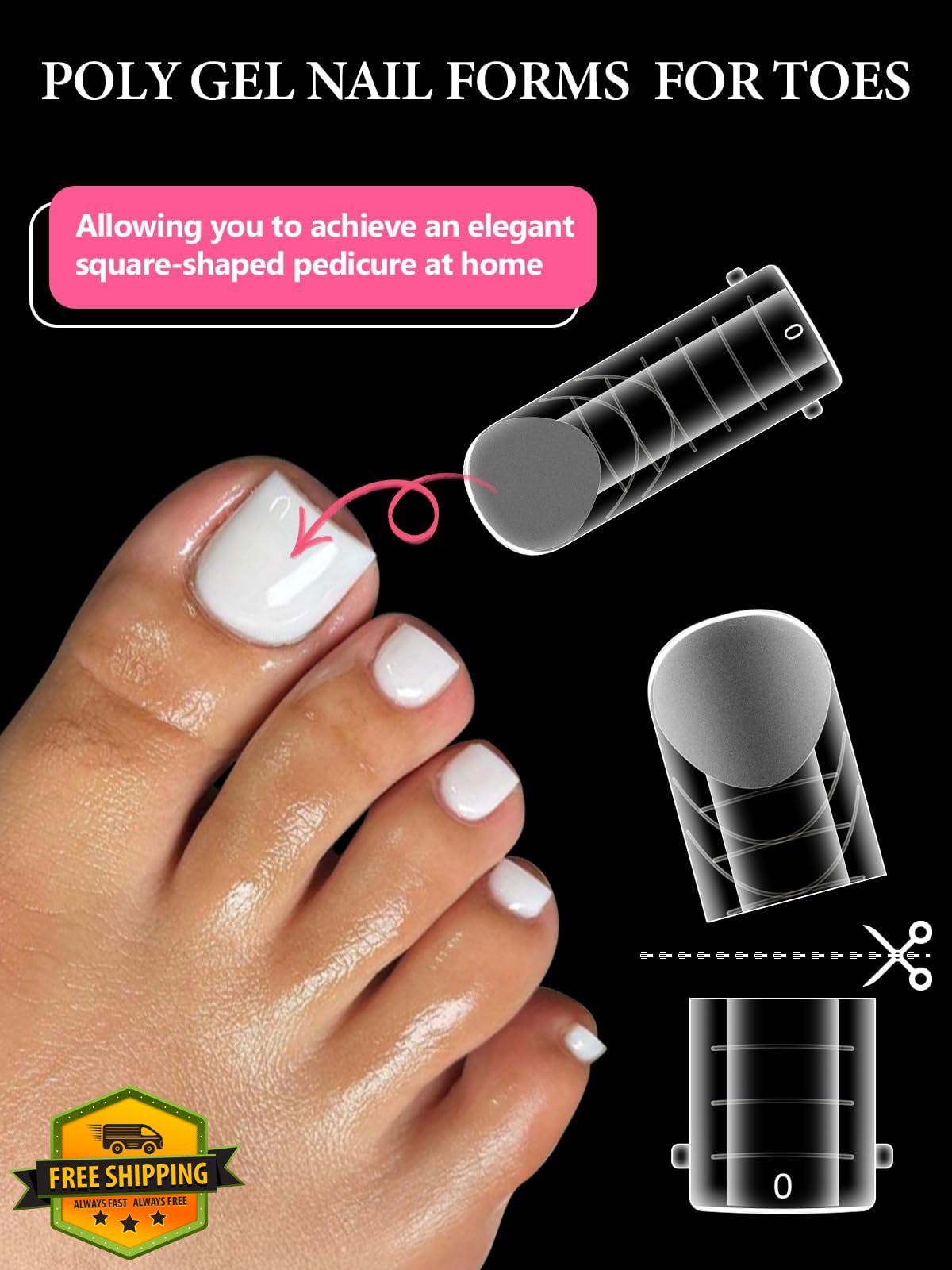 EBANKU Poly Gel Toe Nail Kit Forms 120PCS 12 Sizes Pedicure