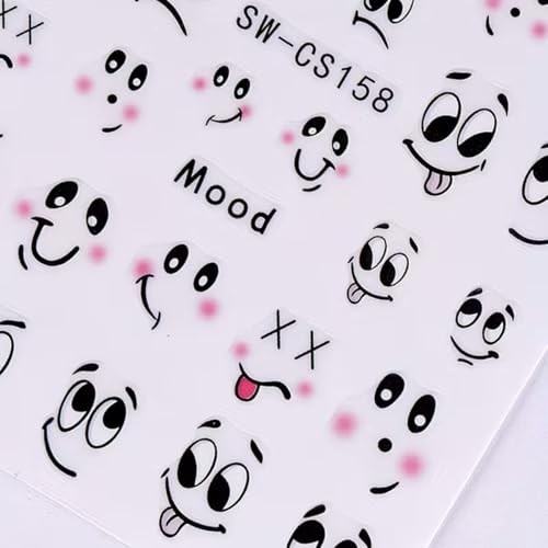 Cute Expression Nail Art Stickers Cute Black Ant Cartoon Nail Decals style3