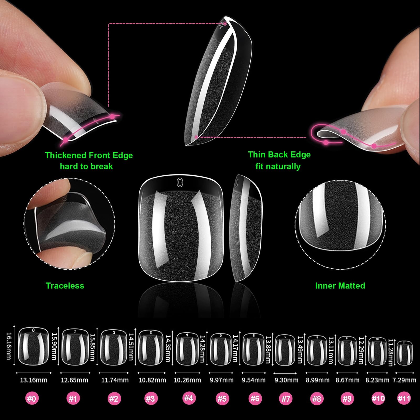 Short Square x Nail Tips Kit, 552pc XS Gelly Tip Glue Set with UV light