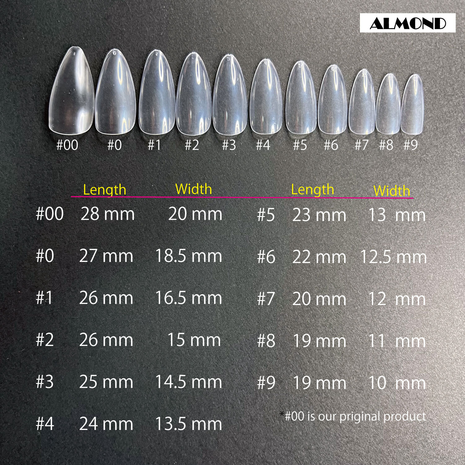 【 3 Type of Shape * 3 packs 】 Mixed Full Size Set of Clear Nail Tips