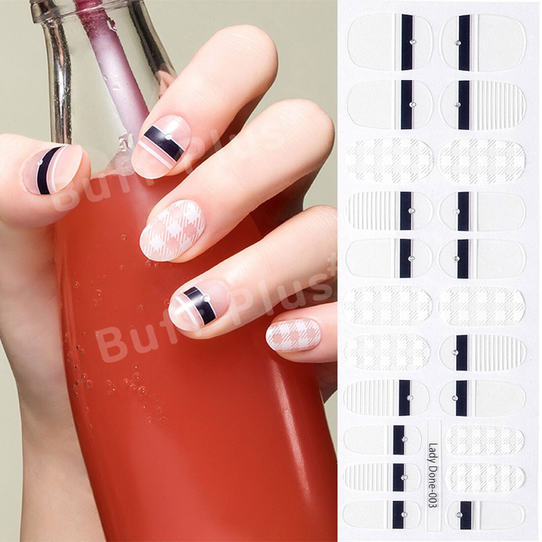 Transparent Black White Nail Wraps Korean Point Pattern Daily Design Beauty