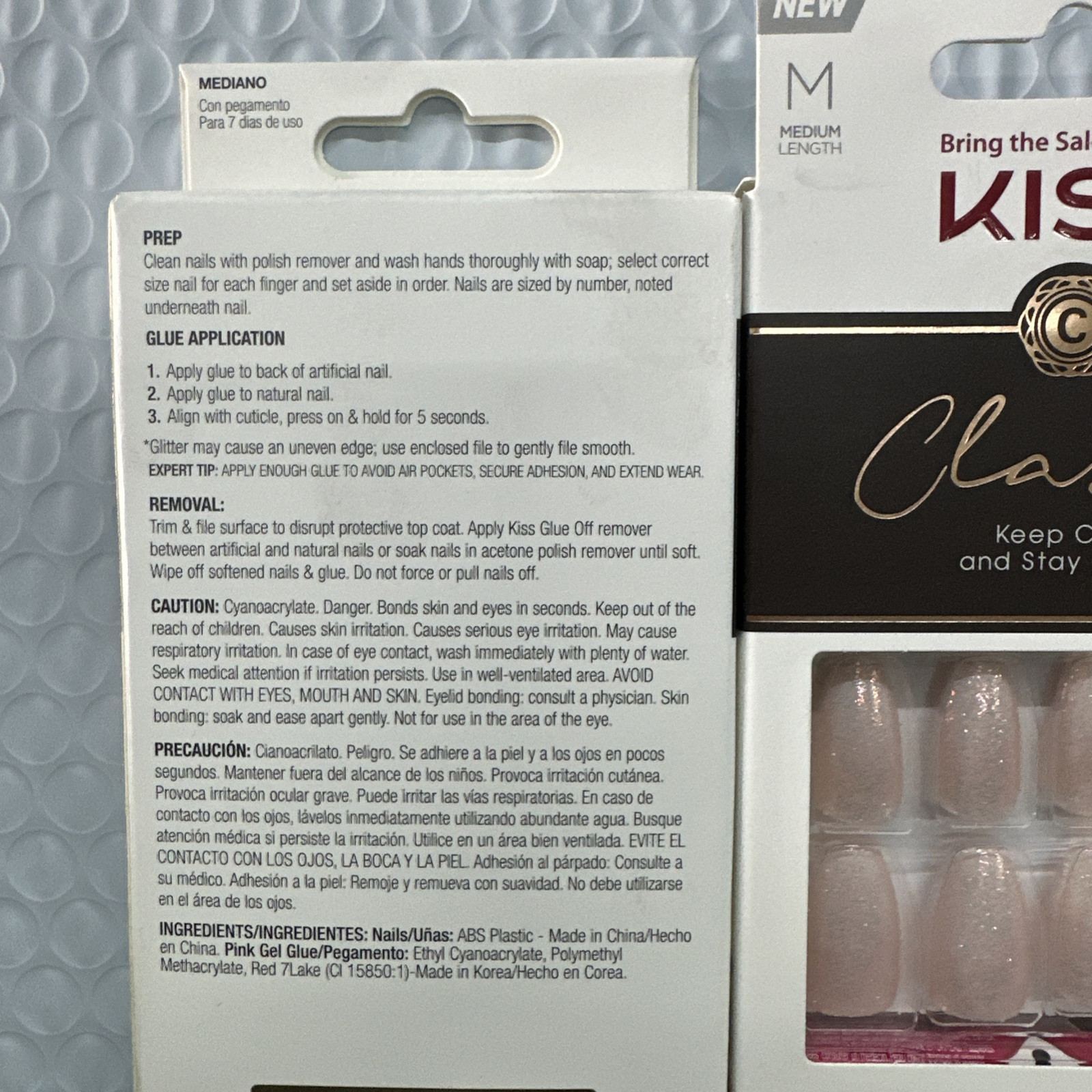 2 Pack KISS Classy Medium Length Press On Glue Nails 83602 KCS02