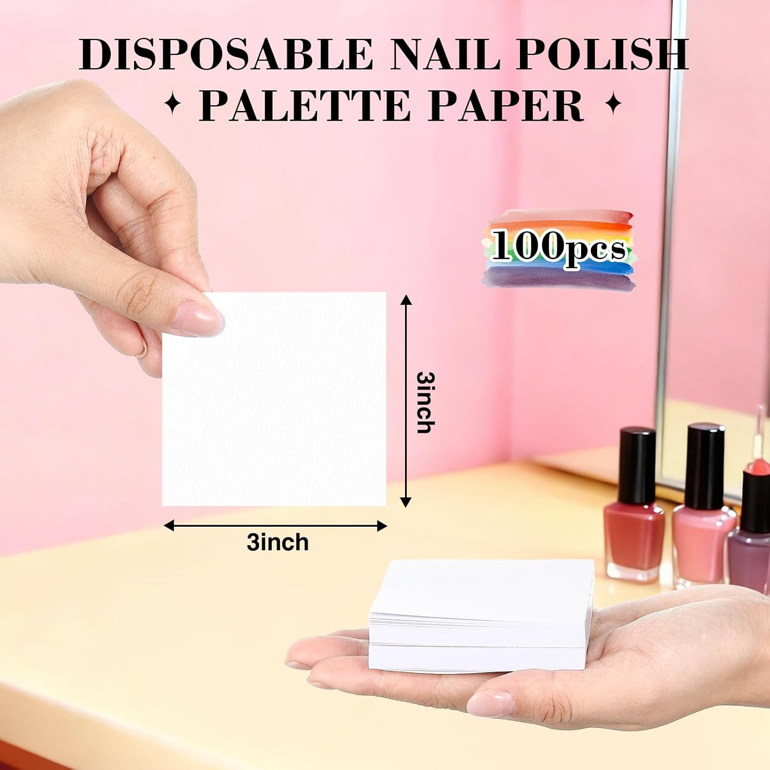 100 Sheets Disposable Nail Polish Palette Paper Double Side Gel Nail Art Palette