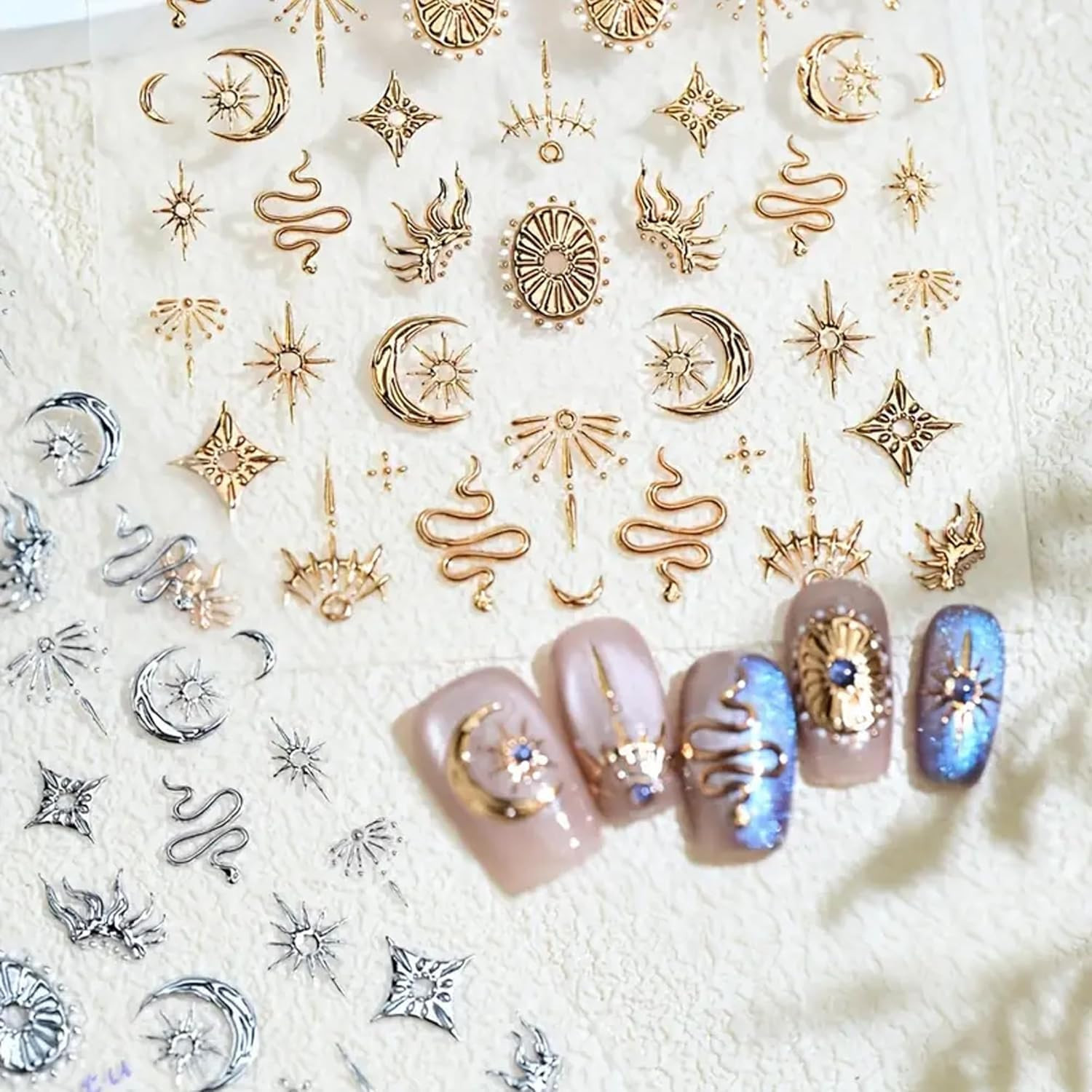 Gold Nail Art Stickers 5D Embossed Gold Nail Stickers for Nail Art Gemstone Nail