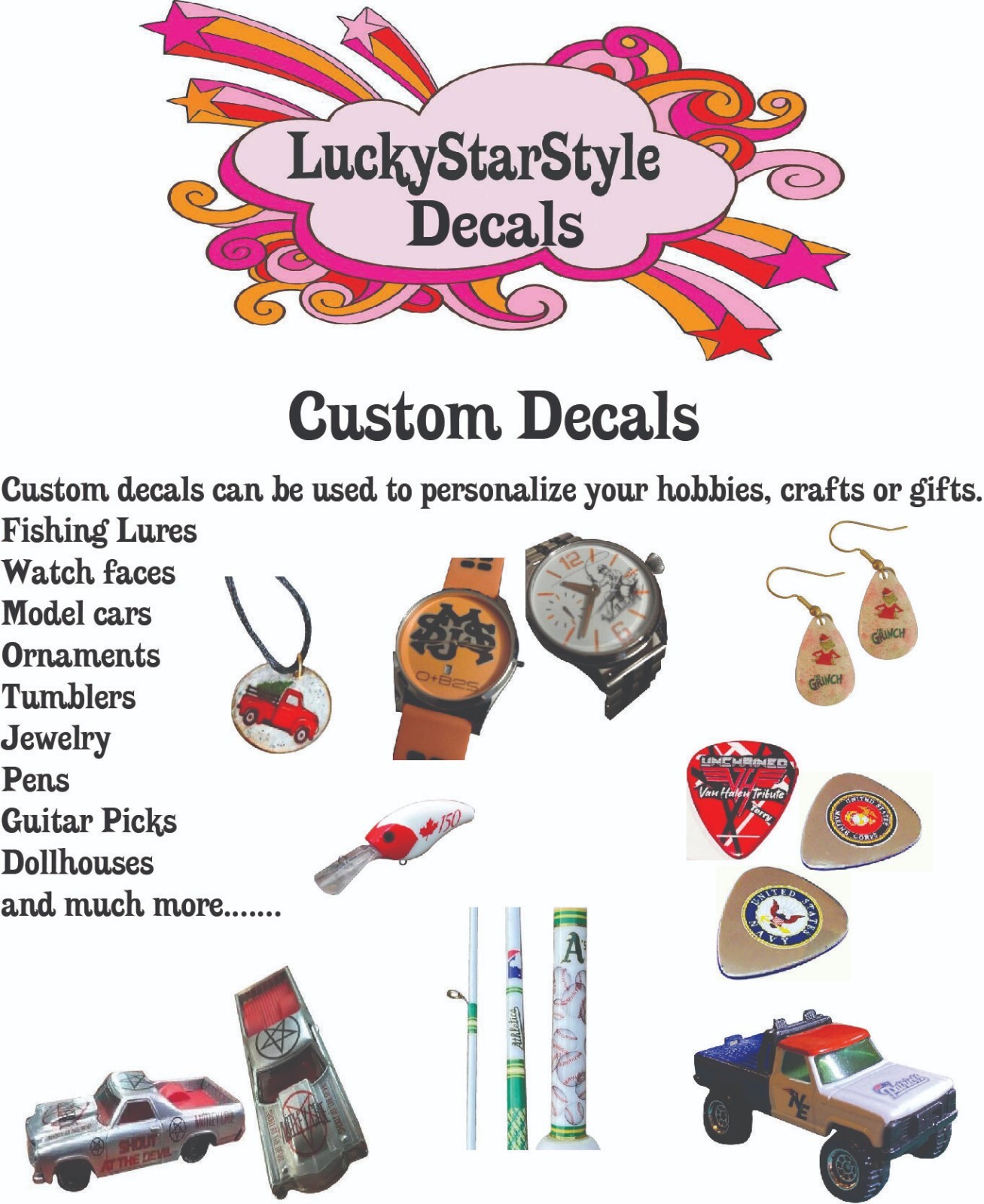 Custom Waterslide Decals – Your Design or Idea – Personalize Your Crafts or Gift
