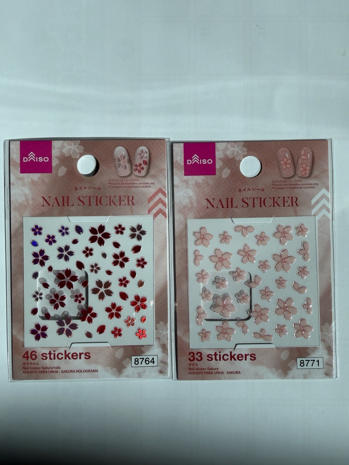 Japanese Sakura Nail Sticker Bundle 3D Pink & Hologram Floral Set NP-09