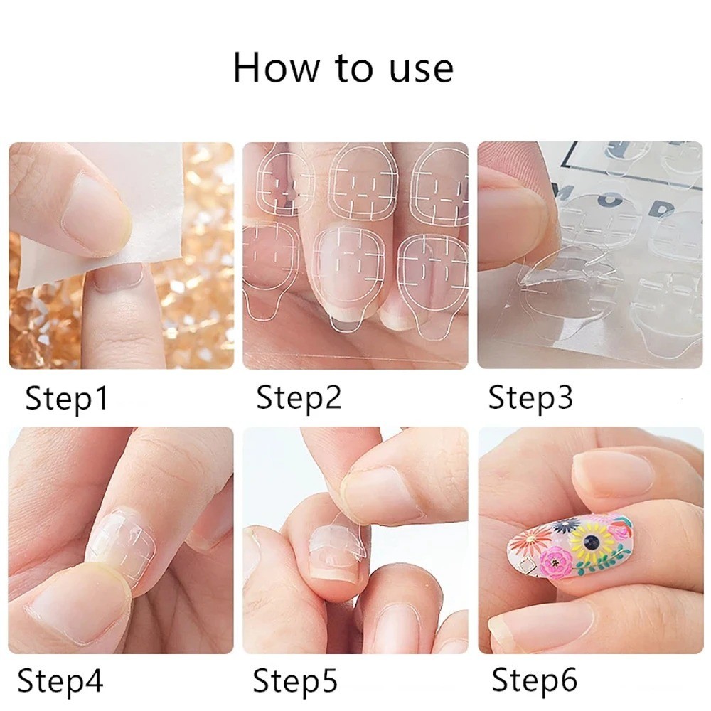 Double-Sided Nail Glue Tape Sticker Adhesive Tabs for Press on Nails 5-25 Sheet