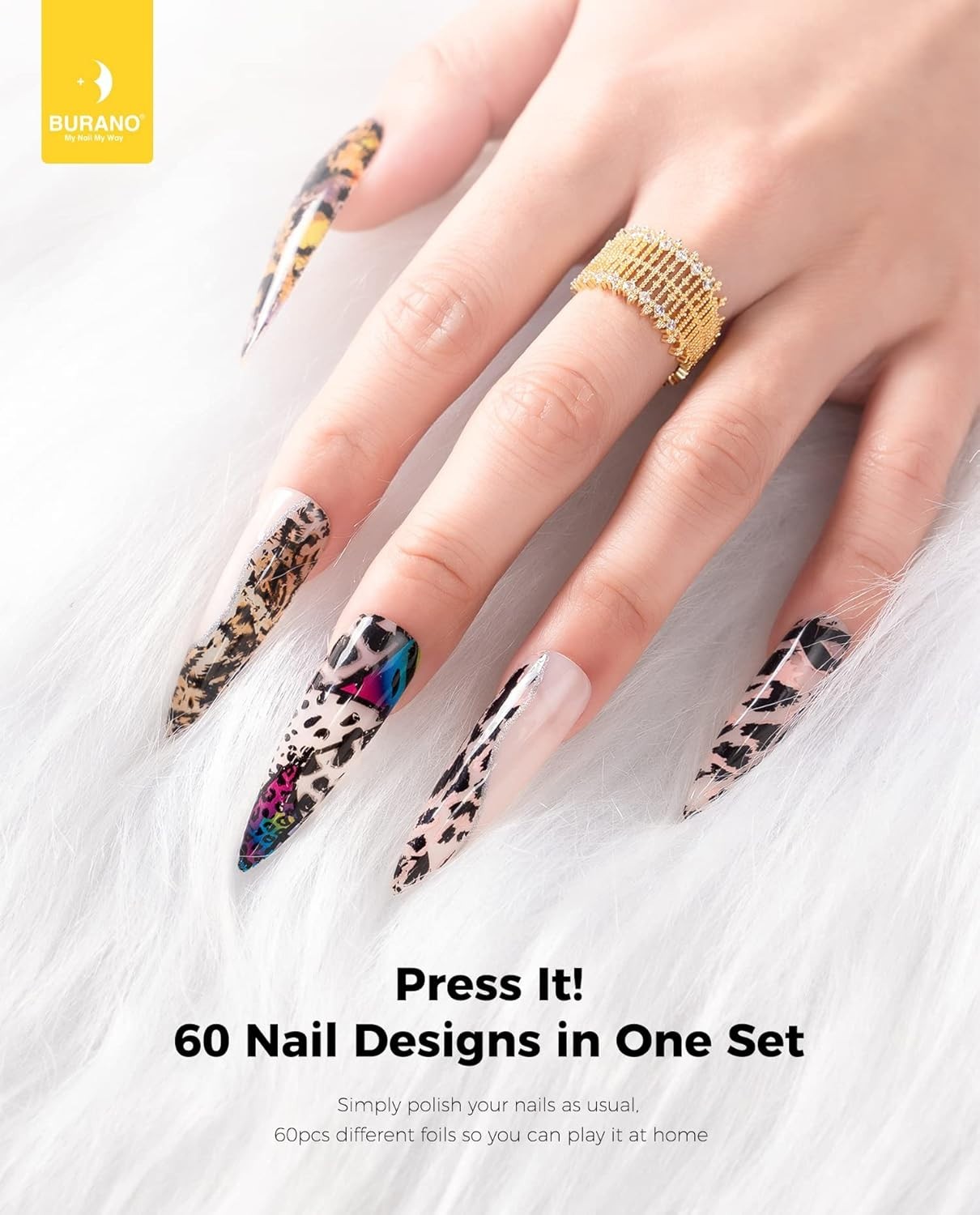 Nail Art Foil Glue Gel, 5ML 2 Bottles with 60PCS Foils Sticker, Nails Designe…