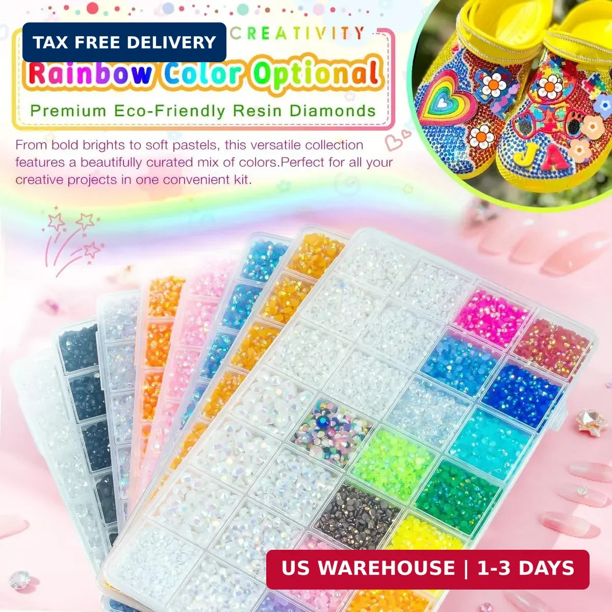 Transparent AB Resin Rhinestones w B7000 Glue for Crafting Bedazzling 2mm
