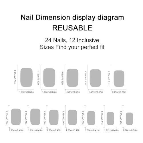 Black French Tip Press on Nails Short Square Fake Nails Polka Dots Style 2