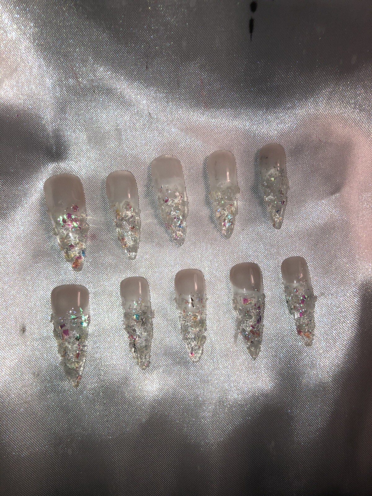 Z NAILZ! Z CLAWZ! Gorgeous Set Of Handmade Clear Holographic Gator PressOn Nails