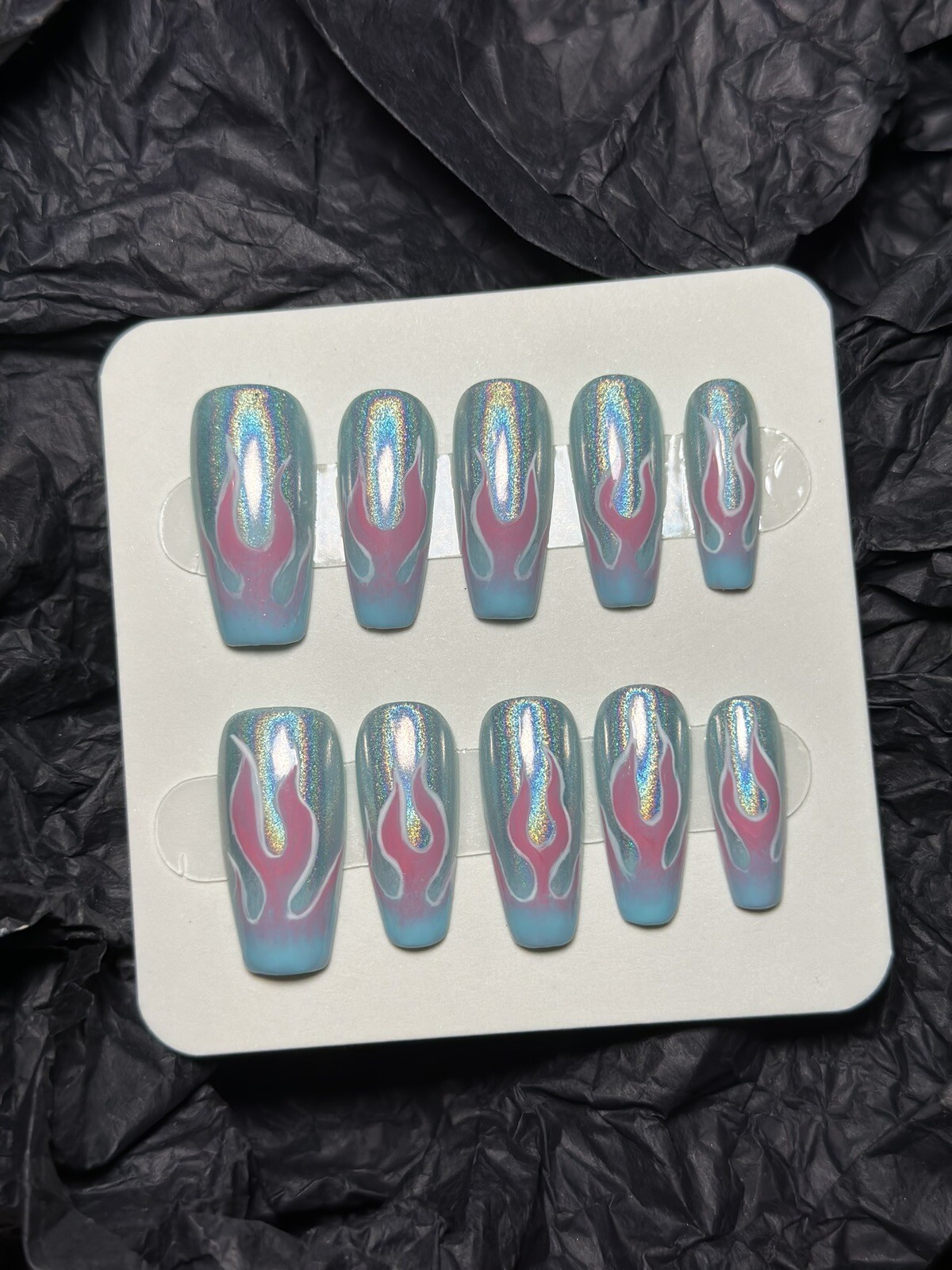 CUSTOM Handmade press on Gel nails long coffin Y2k Style Nails Set Size:S