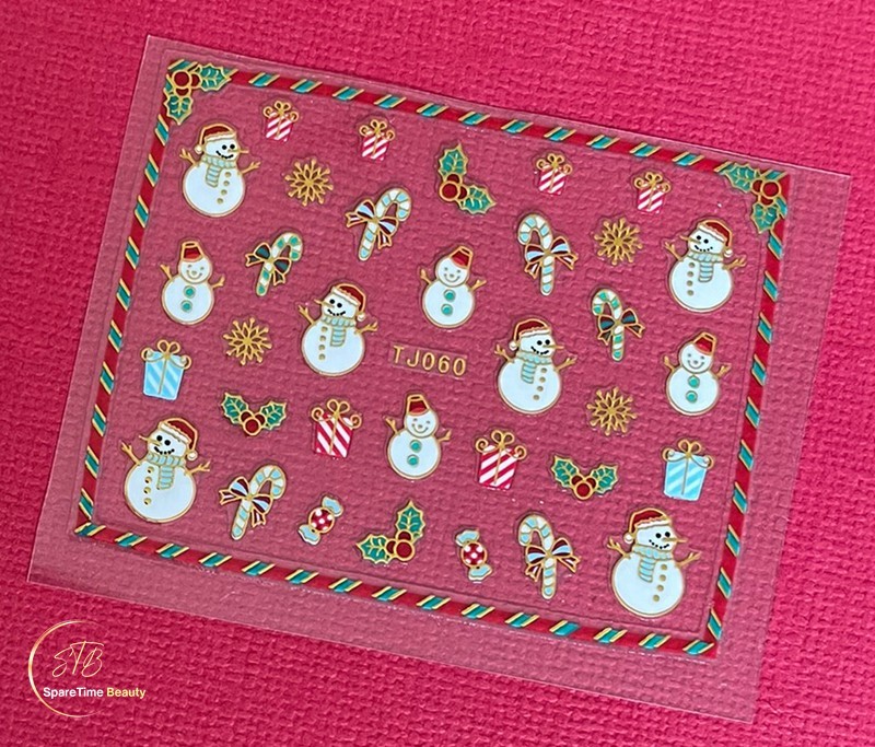 Christmas Snow Snowman Holly Candy Cane Nail Sticker Tree Deer Present Candy