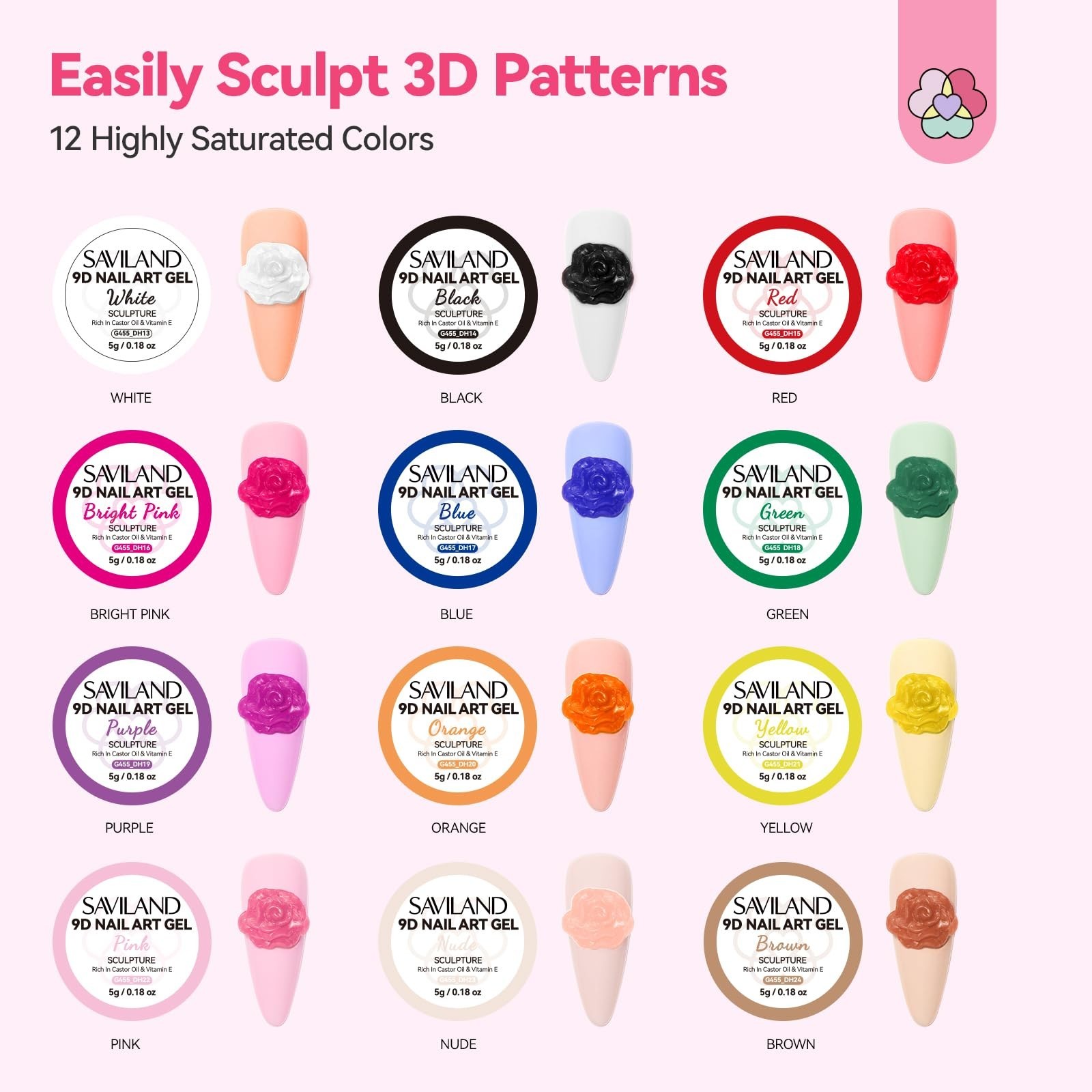 12 Colors 3D Nail Gel Set – Non-Sticky Soak Off Sculpting Gel for Nail Art & DIY