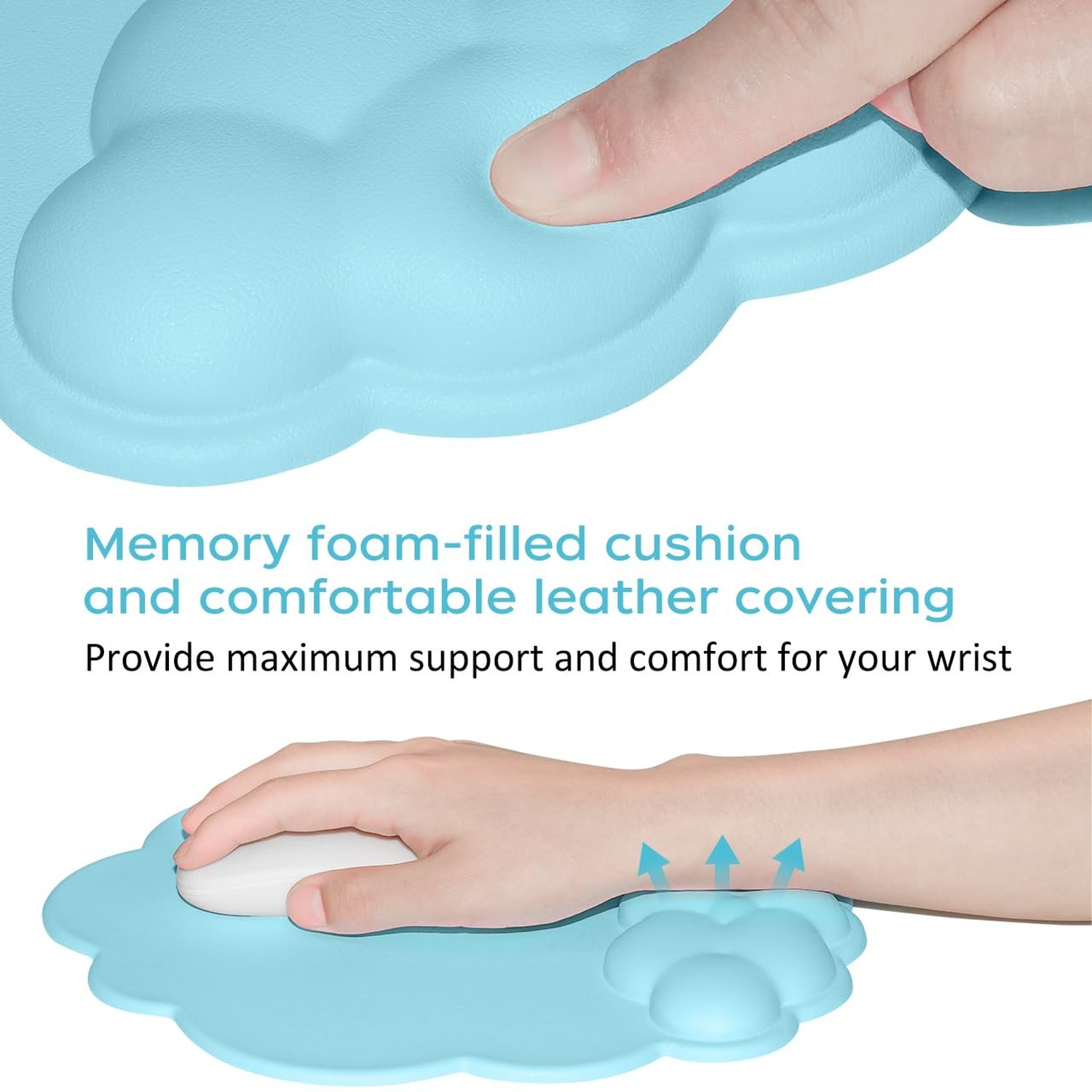 JIKIOU Cloud Mouse Pad Wrist Support, Upgrade Enlarge Leather Mouse Pads Keyb…