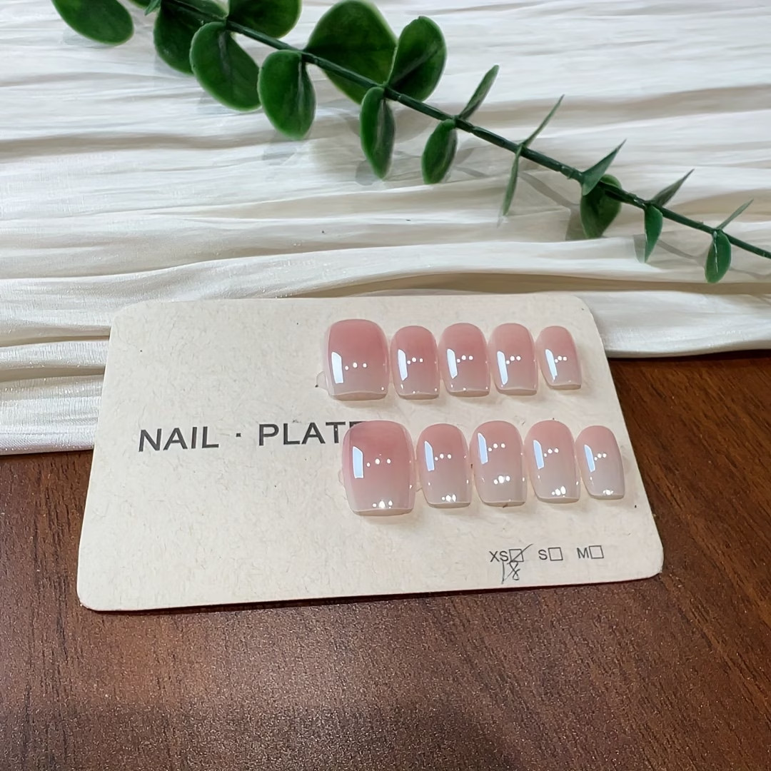 Fashion 10pcs Pink White Gradient Elegant False Nails Woman Daily Gift