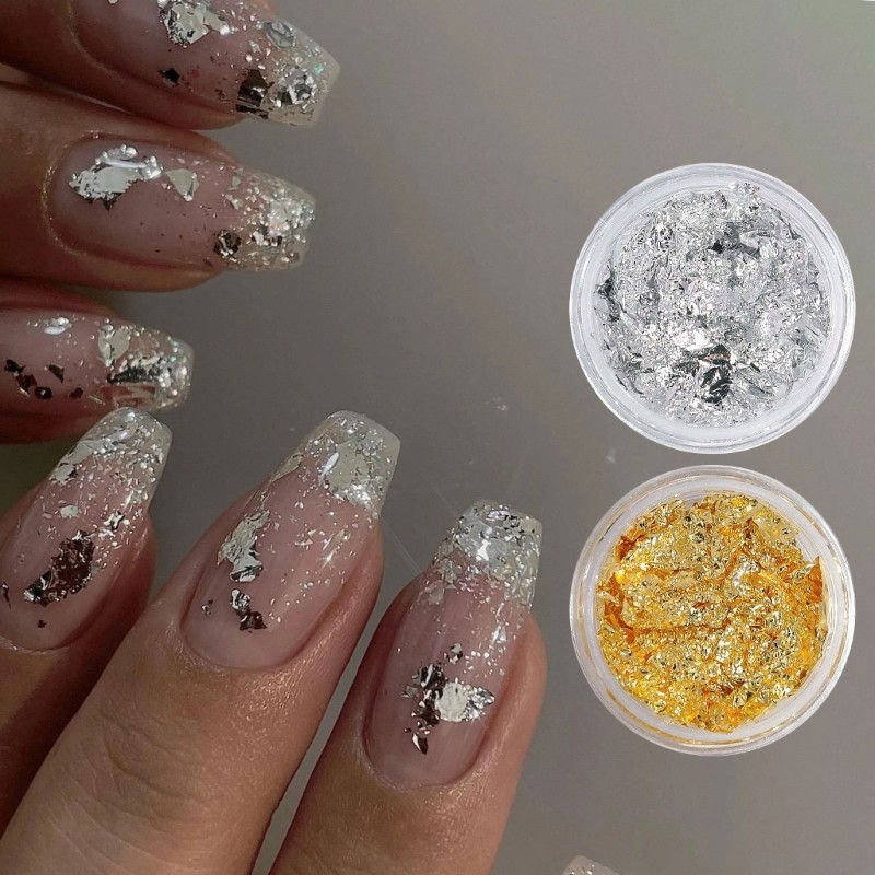 Gold Sliver Glitter Flakes Irregular Aluminum Foil Sequins Nails Chrome Powder
