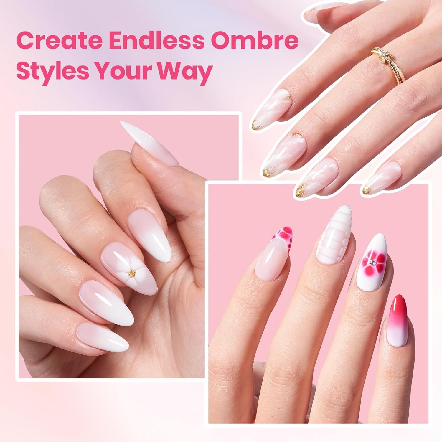 Nail Design Kit with Gradient Brushes, Blooming Gel, and Palette for Beginners