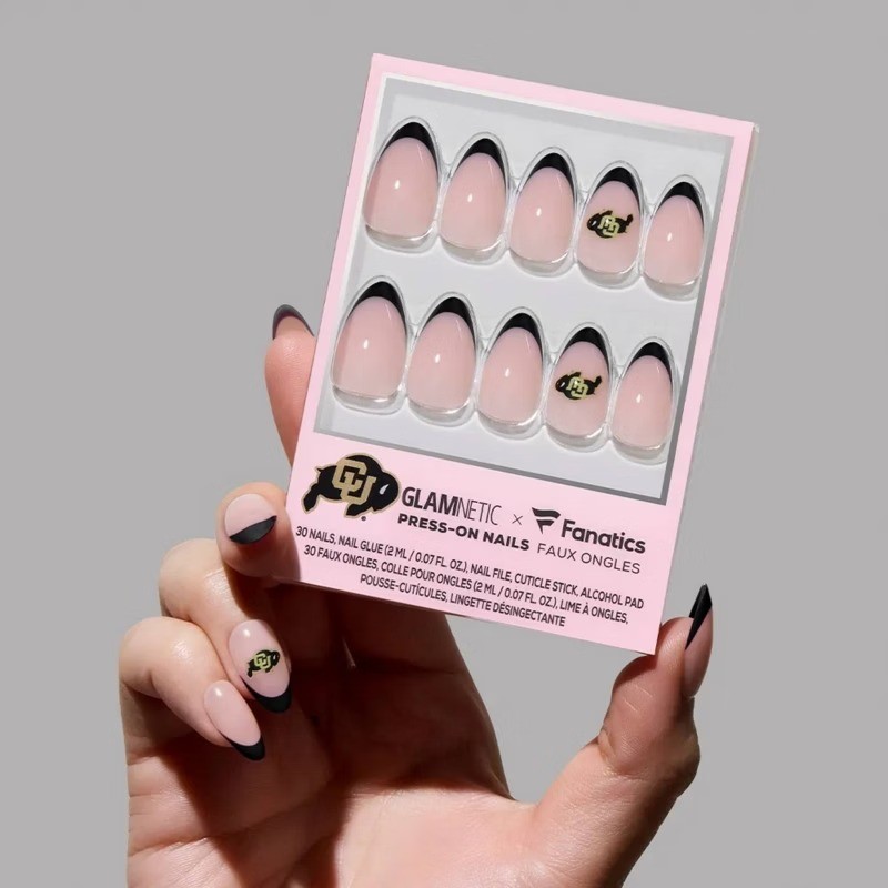 Colorado Buffaloes Press-On Nails: Almond Shape, Gloss Finish, 30 Pieces