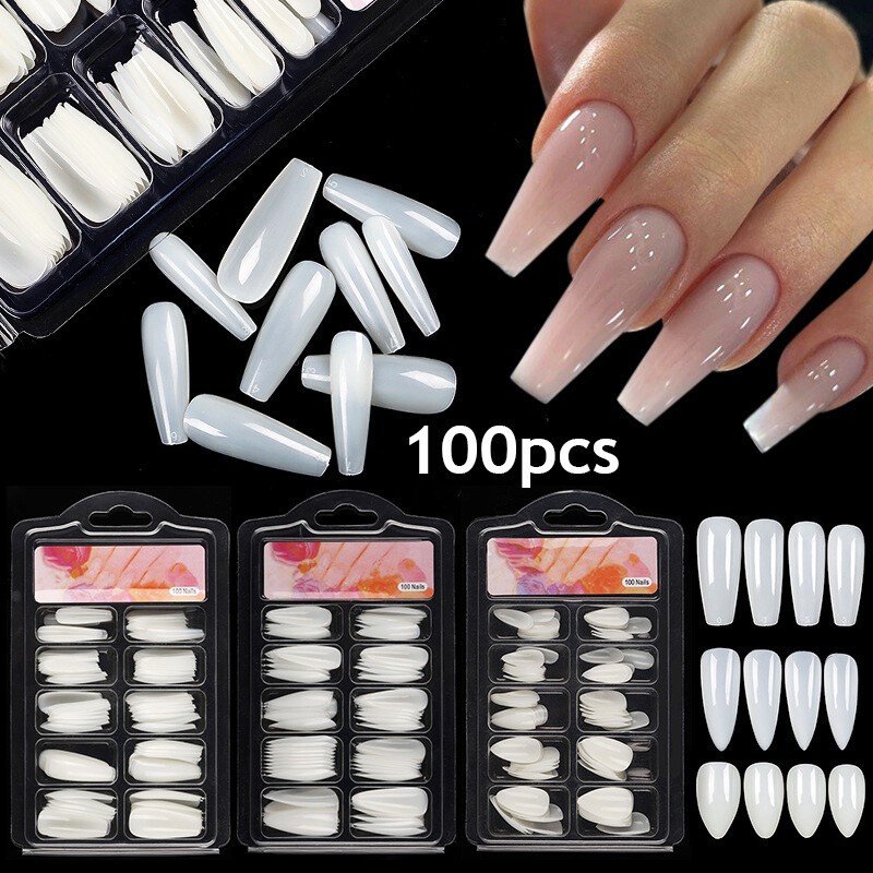 240/100X Long/Short Ballerina False NailTips Acrylic Coffin Full Cover FakeNail