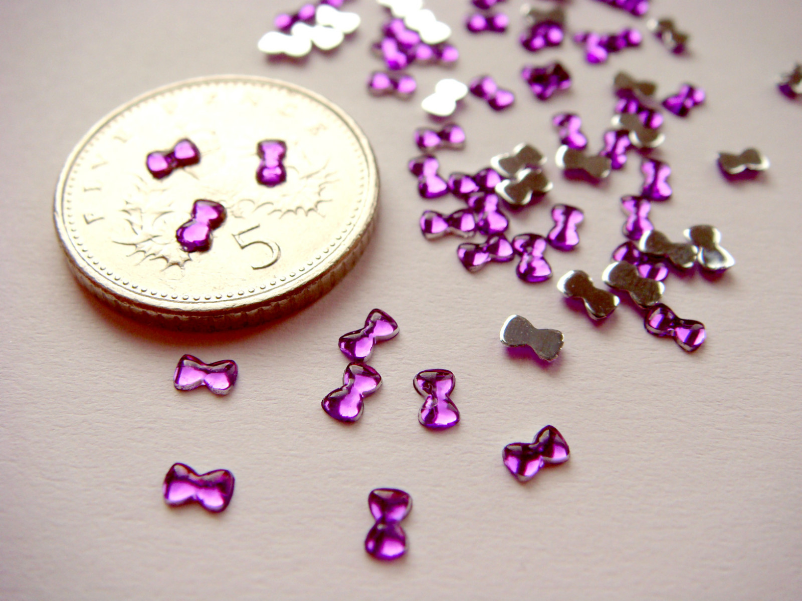 100 Cute 3mm 3D Mini Bows Nail Art Rhinestones CHOOSE COLOUR bow tie gems