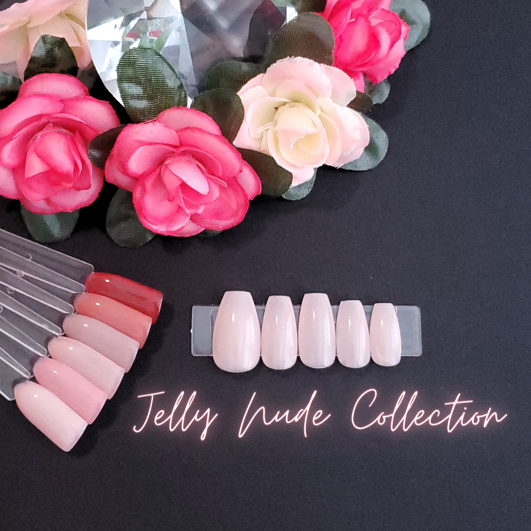 #01 Soft Pink Jelly Nude Press On Nails | Handmade | Hard Gel Glue On Nails