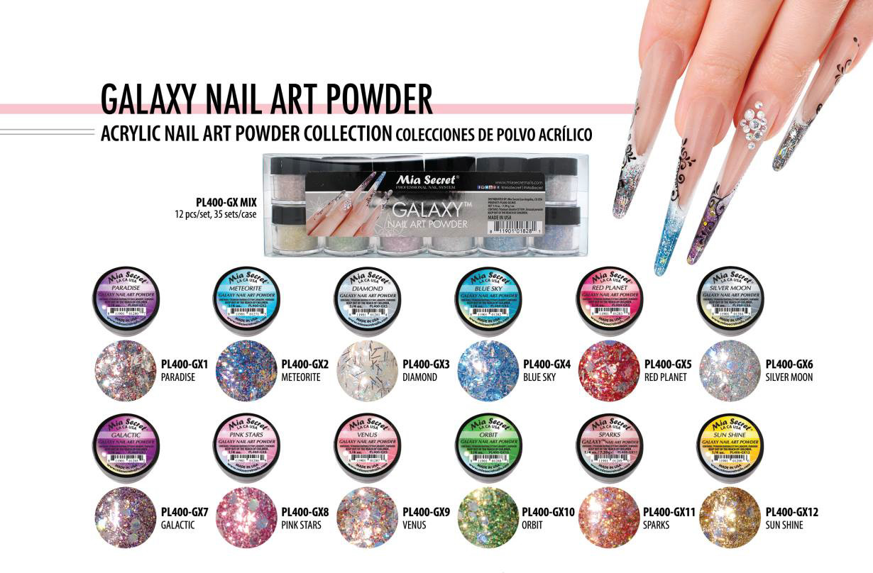 Mia Secret Nail Art Powder 12 Colors – GALAXY 0.25 oz – CHOOSE COLOR: