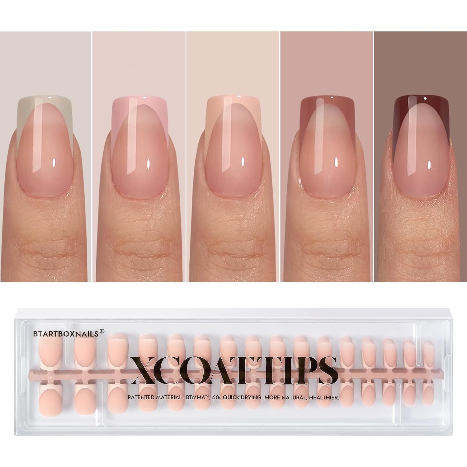 BTArtboxnails French Press On Nails, S Square, Peach