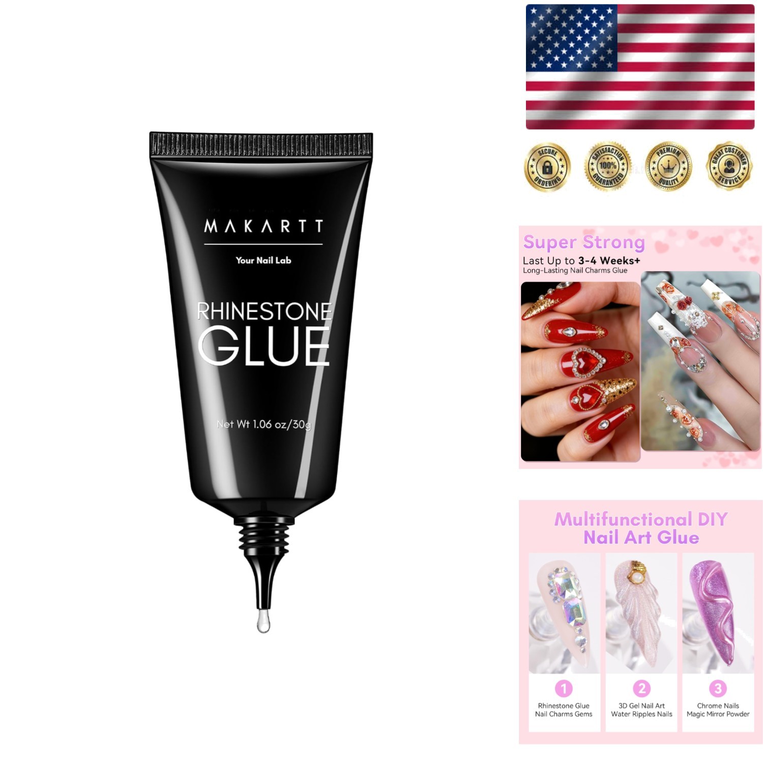 30ML Non-Toxic Rhinestone Nail Glue – Long-Lasting Gel for Perfect Nail Designs
