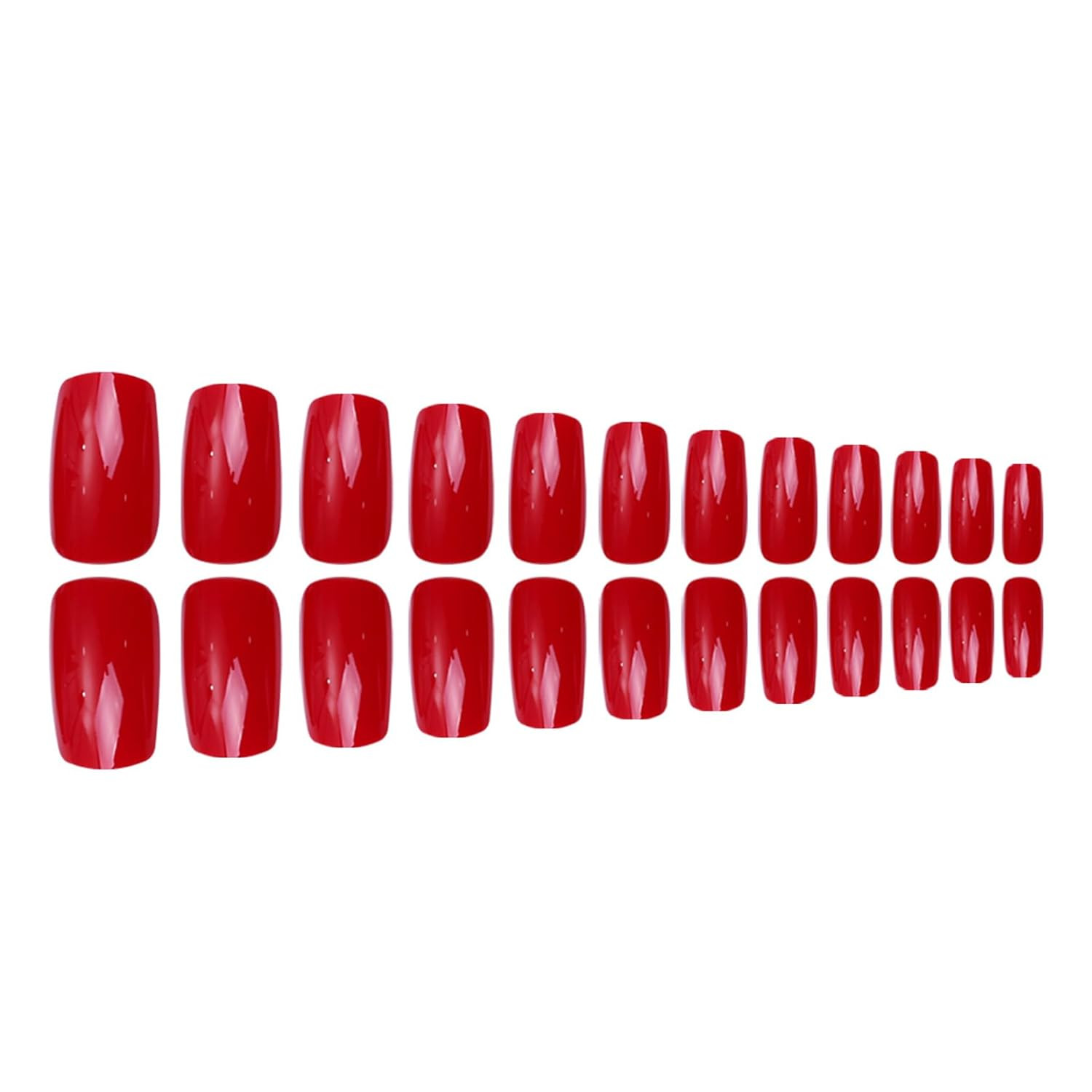 Red Press on Nails Short Square Fake Nails Classic Red Glossy Handmade Color-2