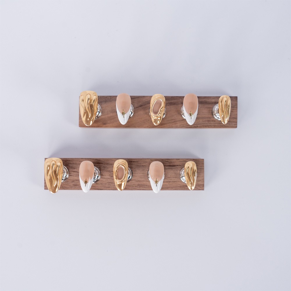 10pcs Medium Long Almond 3D Relief Press On Nails