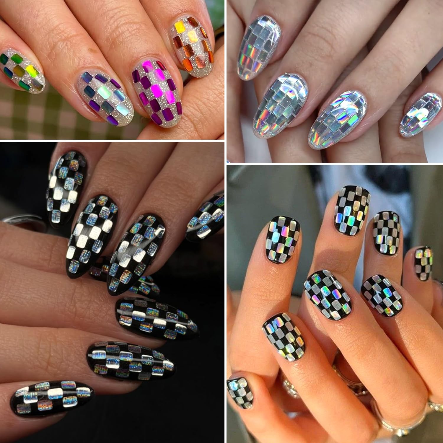 Laser Square Glitter Nail Art Sequins, 12 Colors Rectangle Shape Holographic …