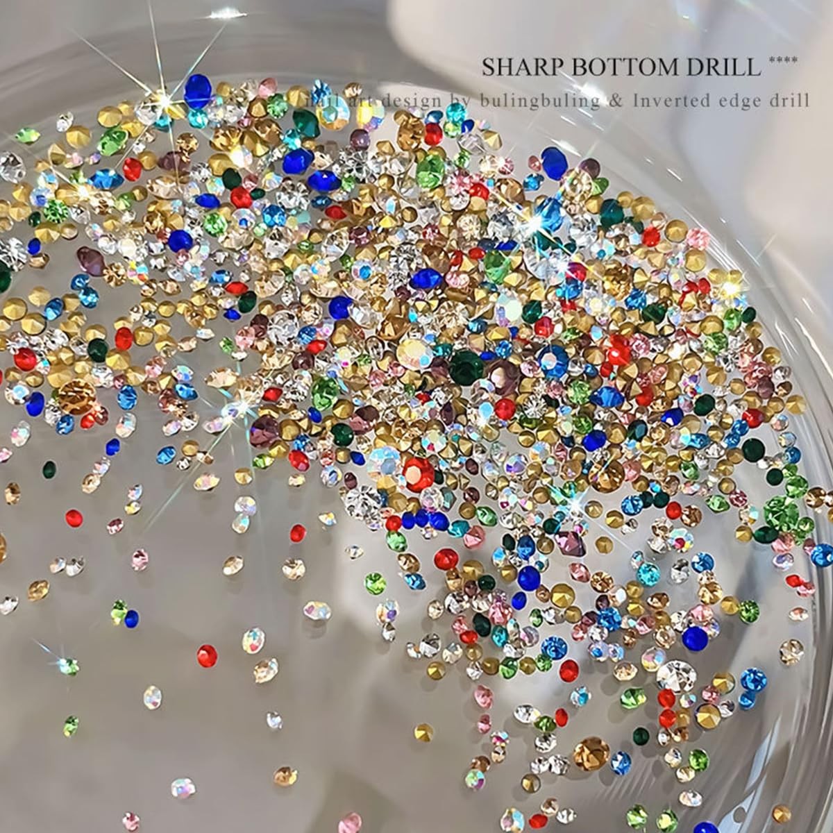1440Pcs Shiny Colorful Nail Art Rhinestones 3D Nail Charms Pointed Bottom Art…