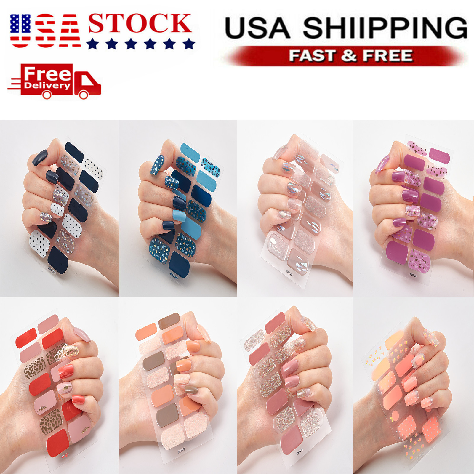 French Nail Stickers 3D Self-Adhesive for Women DIY Nail Art Gel Polish 22 PCS