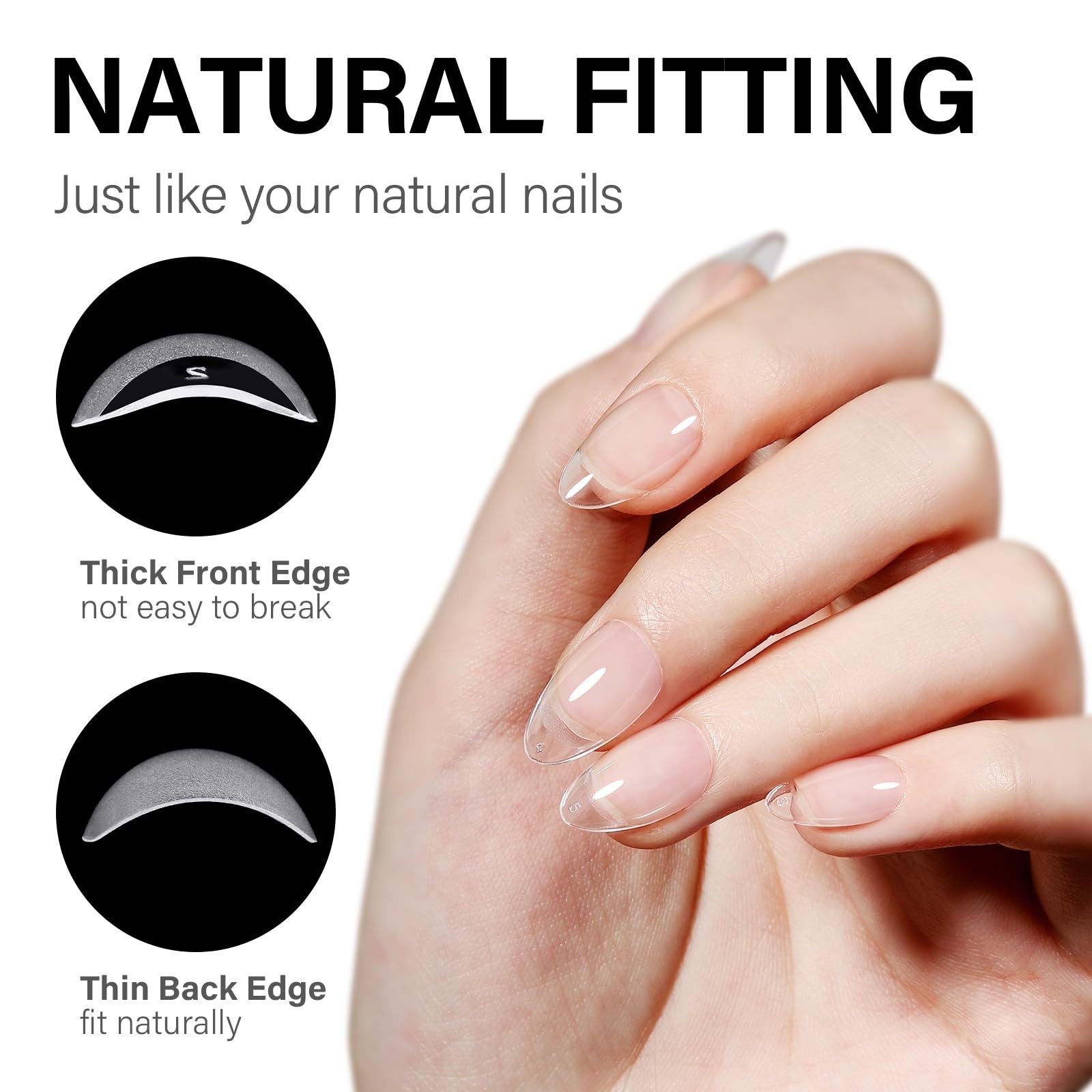 Gel Nail Kit Short Almond Nail Tips 240pcs with 2 In 1 Nail Glue Base Coat an…