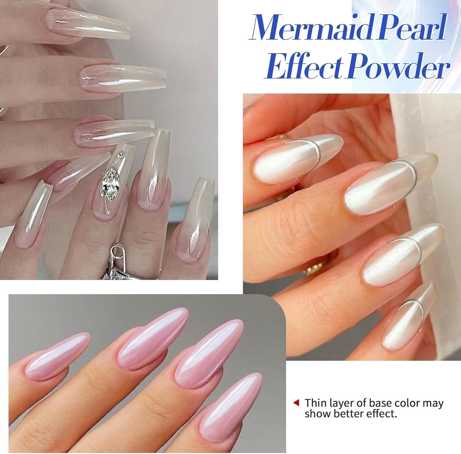 High-Gloss Holographic Nail Powder Set – 4 Colors for Easy Application